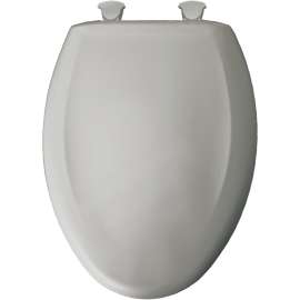Plastic Elongated Slow-Close Toilet Seat in Silver