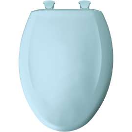 Plastic Elongated Slow-Close Toilet Seat in Dresden Blue