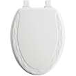 Wood Elongated Toilet Seat in Ivy Sculptured White
