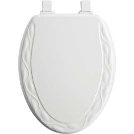 Wood Elongated Toilet Seat in Ivy Sculptured White
