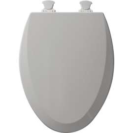 Wood Elongated Toilet Seat in Silver