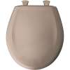 Plastic Round Slow-Close Toilet Seat in Fawn Beige