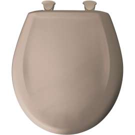Plastic Round Slow-Close Toilet Seat in Fawn Beige