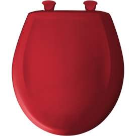 Plastic Round Slow-Close Toilet Seat in Red