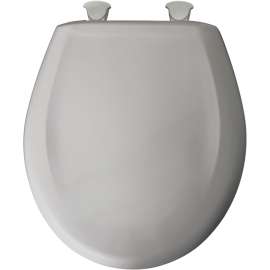 Plastic Round Slow-Close Toilet Seat in Silver