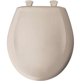Plastic Round Slow-Close Toilet Seat in Innocent Blush/Zinfandel