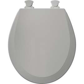 Wood Round Toilet Seat in Silver