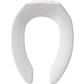 10CT Olsonite Elongated Open Front Less Cover Commercial Plastic Toilet Seat in White Featuring Stay·Tite(R) Commercial Fastening System(TM) with Check Hinges