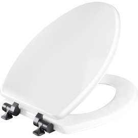 126MBSL Mayfair by Bemis Benton(R) Elongated Enameled Wood White Featuring Stay·Tite(R) Seat Fastening System(TM) and Whisper·Close(R) with Metal Matte Black Hinges