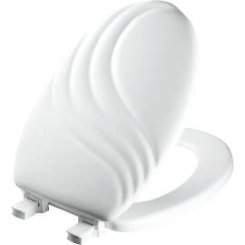 127ECA Mayfair by Bemis Swirl(TM) Elongated Enameled Wood Swirl Design Toilet Seat in White with Stay·Tite(R) Seat Fastening System(TM) and Easy·Clean(R)