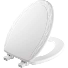 134ECA Mayfair by Bemis Ivy(TM) Elongated Enameled Wood Ivy Design Toilet Seat in White with Stay·Tite(R) Seat Fastening System(TM) and Easy·Clean(R)