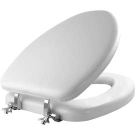 1815CP Mayfair by Bemis Eden Elongated Cushioned Vinyl Soft Toilet Seat in White Featuring Stay·Tite(R) Seat Fastening System(TM) and Chrome Hinges