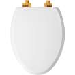 1826BGSL Mayfair by Bemis Benton(R) Elongated Enameled Wood Toilet Seat in White with Brushed Gold Hinges Featuring Stay·Tite(R) Seat Fastening System(TM) and Whisper·Close(R)