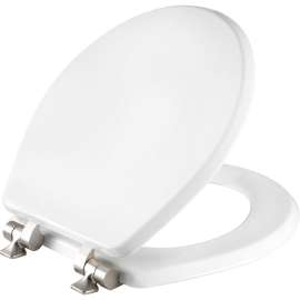 26NISLA Mayfair by Bemis Benton(R) Round Enameled Wood White Featuring Stay·Tite(R) Seat Fastening System(TM) and Whisper·Close(R) with Metal Brushed Nickel Hinges