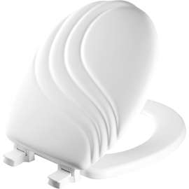 27ECA Mayfair by Bemis Swirl(TM) Round Enameled Wood Swirl Design Toilet Seat in White with Stay·Tite(R) Seat Fastening System(TM) and Easy·Clean(R)