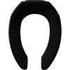 295CT Church Elongated Open Front Less Cover Commercial Plastic Toilet Seat in Black with Stay·Tite(R) Commercial Fastening System(TM) and Check Hinges