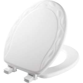 34ECA Mayfair by Bemis Ivy(TM) Round Enameled Wood Ivy Design Toilet Seat in White with Stay·Tite(R) Seat Fastening System(TM) and Easy·Clean(R)