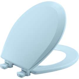500EC Bemis Round Enameled Wood Closed Front with Cover in Dresden Blue Featuring Easy·Clean(R) Hinges