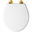 826BGSL Mayfair by Bemis Benton(R) Round Enameled Wood Toilet Seat in White with Brushed Gold Hinges Featuring Stay·Tite(R) Seat Fastening System(TM) and Whisper·Close(R)