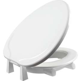 E85320TSS Bemis Independence Assurance(R) with Clean·Shield(TM) is a Plastic 3" Elevated Elongated Toilet Seat Featuring Stay·Tite(R) Commercial Fastening System(TM) and Super·Grip(R) Bumpers