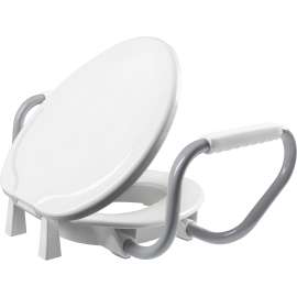 R85320ARM Bemis Independence Assurance(R) with Clean·Shield(TM) with Support Arms is a Plastic 3" Elevated Round Toilet Seat Featuring Stay·Tite(R) Commercial Fastening System(TM) and Super·Grip(R) Bumpers