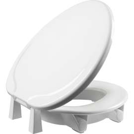 R85320TSS Bemis Independence Assurance(R) with Clean·Shield(TM) is a Plastic 3" Elevated Round Toilet Seat Featuring Stay·Tite(R) Commercial Fastening System(TM) and Super·Grip(R) Bumpers