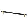 Radial Reign 18 inch CC Matte Black Bar and Modern Brushed Gold Posts Appliance Pull