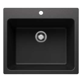 Liven SILGRANIT 25" Single Bowl Dual Mount Laundry Sink - Anthracite, 401920
