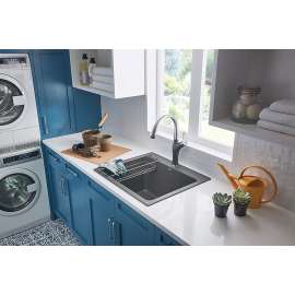 K-401923 22-in X 25-in Liven Granite Laundry Sink with Strainer in Cinder