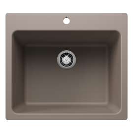 Liven SILGRANIT 25" Single Bowl Dual Mount Laundry Sink - Truffle, 401926
