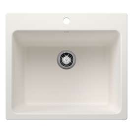 Liven SILGRANIT 25" Single Bowl Dual Mount Laundry Sink - White, 401927