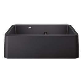 Ikon SILGRANIT 33" Double Bowl Apron-Front Farmhouse Sink with Low Divide - Anthracite, 402322