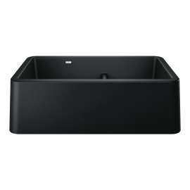 Ikon SILGRANIT 33" Double Bowl Apron-Front Farmhouse Sink with Low Divide - Coal Black, 402525