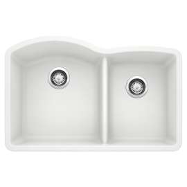 Diamond SILGRANIT 32" 60/40 Double Bowl Undermount Kitchen Sink - White, 440180