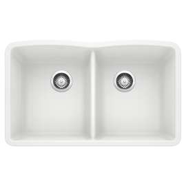 Diamond SILGRANIT 32" 50/50 Double Bowl Undermount Kitchen Sink - White, 440185