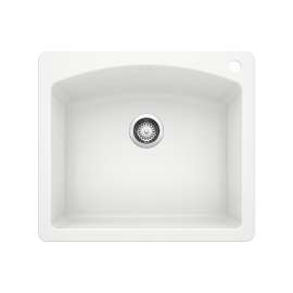 Diamond SILGRANIT 25" Single Bowl Dual Mount Kitchen Sink - White, 440211