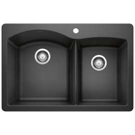 Diamond SILGRANIT 33" 60/40 Double Bowl Dual Mount Kitchen Sink - Anthracite, 440215
