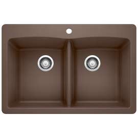 Diamond SILGRANIT 33" 50/50 Double Bowl Dual Mount Kitchen Sink - Café, 440218
