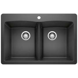 Diamond SILGRANIT 33" 50/50 Double Bowl Dual Mount Kitchen Sink - Anthracite, 440220
