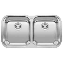 Stellar 33" 50/50 Double Bowl Undermount Stainless Steel Kitchen Sink, 441020