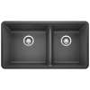 Precis SILGRANIT 33" 60/40 Double Bowl Undermount Kitchen Sink - Anthracite, 441128