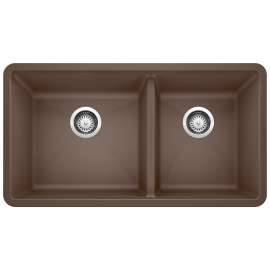 Precis SILGRANIT 33" 60/40 Double Bowl Undermount Kitchen Sink - Café, 441129