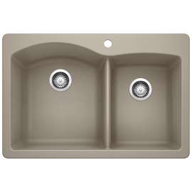 Diamond SILGRANIT 33" 60/40 Double Bowl Dual Mount Kitchen Sink -  Truffle, 441283