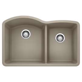 Diamond SILGRANIT 32" 60/40 Double Bowl Undermount Kitchen Sink - Truffle, 441284