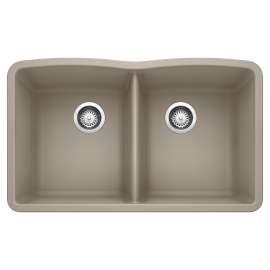 Diamond SILGRANIT 32" 50/50 Double Bowl Undermount Kitchen Sink - Truffle, 441286