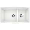Performa SILGRANIT 33" 60/40 Double Bowl Undermount Kitchen Sink with Low Divide - White, 441310