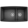 Performa SILGRANIT 33" 60/40 Double Bowl Undermount Kitchen Sink with Low Divide - Anthracite, 441312