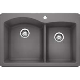 Diamond/Artona KF-441465 60/40 Dual Mount Sink Kit with Pull-Down Faucet and Strainer in Cinder