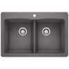Diamond SILGRANIT 33" 50/50 Double Bowl Dual Mount Kitchen Sink - Cinder, 441466