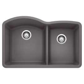 Diamond SILGRANIT 32" 60/40 Double Bowl Undermount Kitchen Sink - Cinder, 441469